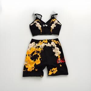 Civil Regime Two Piece Women's Small SET Sunflower Scrunch Shorts Bra NWOT (A10)